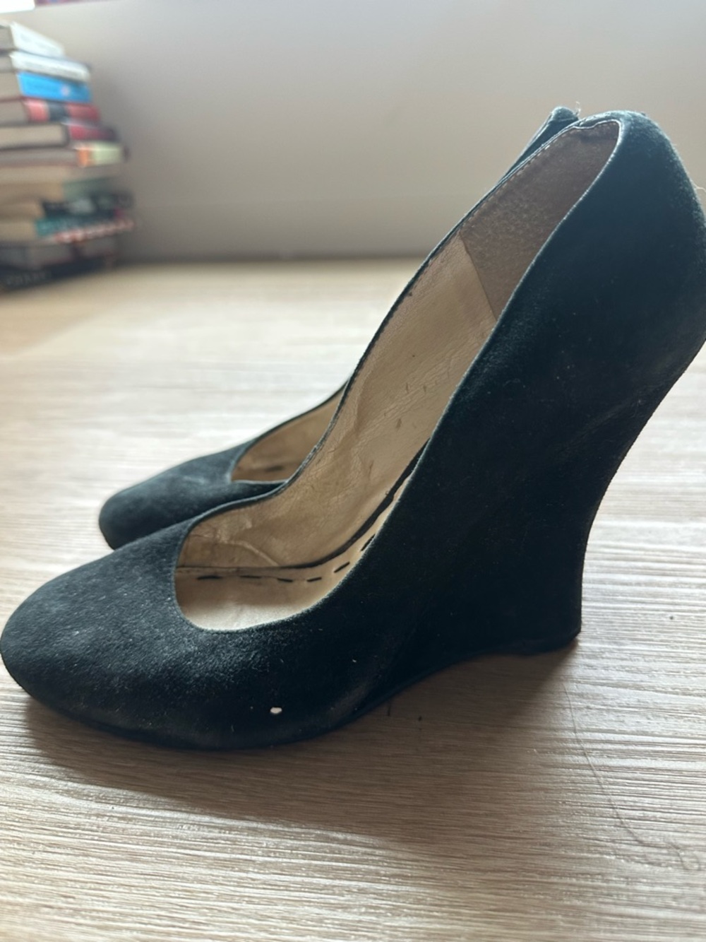 Nine West Black Suede Wedge Pumps